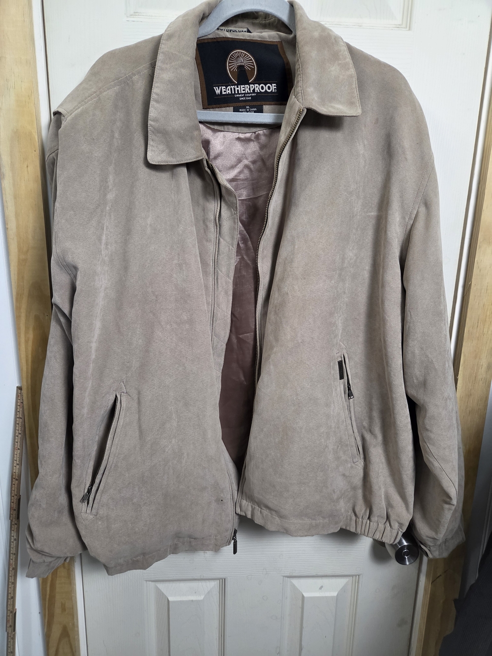 Vintage Suede Weatherproof Men’s Bomber Jacket - Beige Taupe #0427
